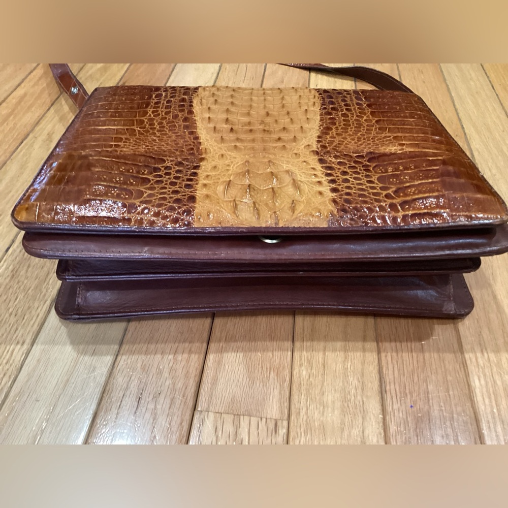 Vtg 1950-60s, Brown Crocodile-Embossed women’s handBag, purse - Picture 7 of 11